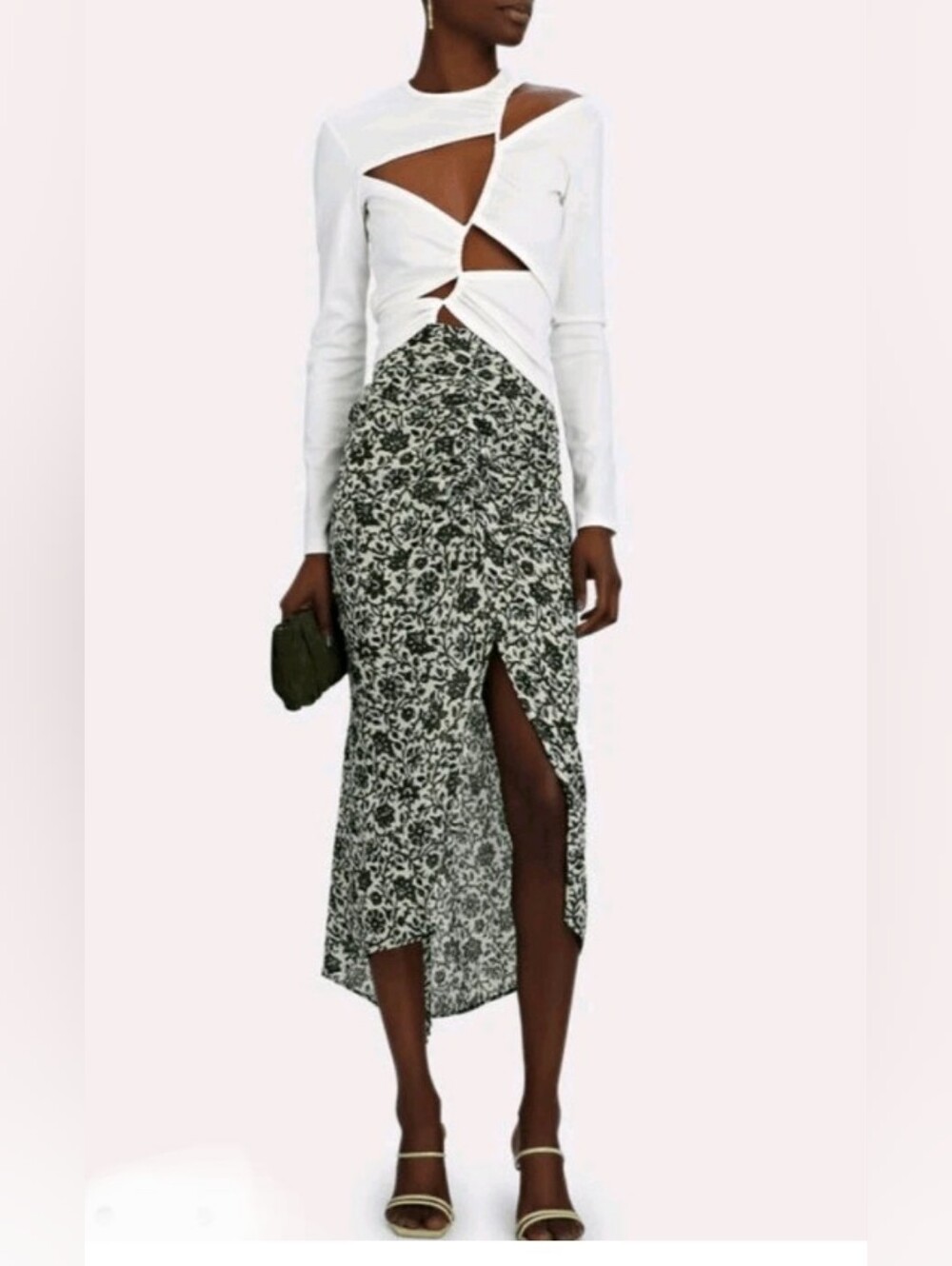 Veronica Beard Pixie Ruched Silk Midi Skirt.